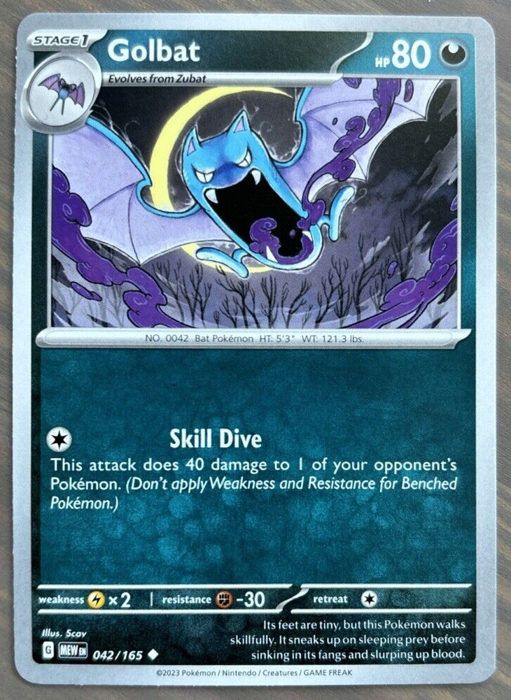 Pokémon Golbat Scarlet & Violet-151 042/165 Regular Uncommon NM Near Mint