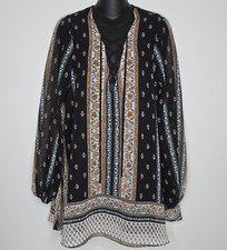 Show Me Your Mumu Womens Tunic Blouse Medium Sheer Boho Festival Flowy Lace Up