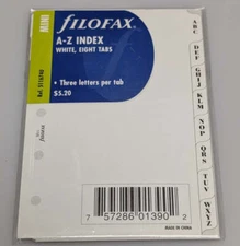 Filofax Mini A-Z Index White, Eight Tabs #511674