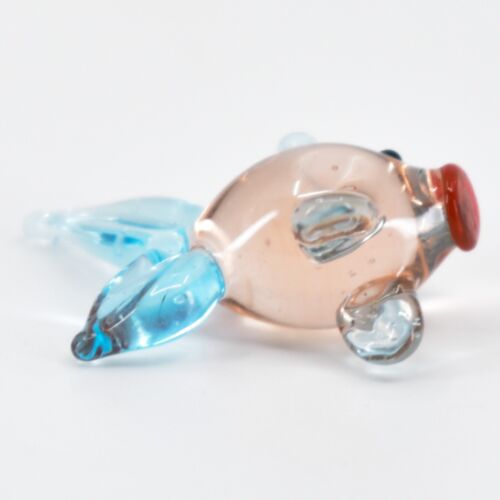 Estatuilla de vidrio soplado mini micro lámpara de pez rosa hecha a mano - Imagen 6 de 6