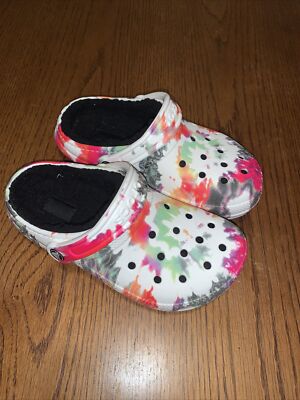 Crocs Classic Tie Dye Lined Clogs Fuzzy Slippers