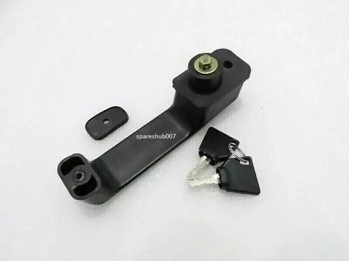 SUITABLE FOR JCB 3DX 3CX BLACK PLASTIC DOOR LOCK HANDLE WITH 2 KEYS - Picture 3 of 3