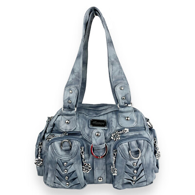 Handtasche Damen viele Fächer extra Trageriemen Schultertasche Nieten  AKW22032