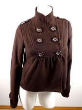 Frenchi Womens Brown Wool Blend Cropped Jacket Coat Size M