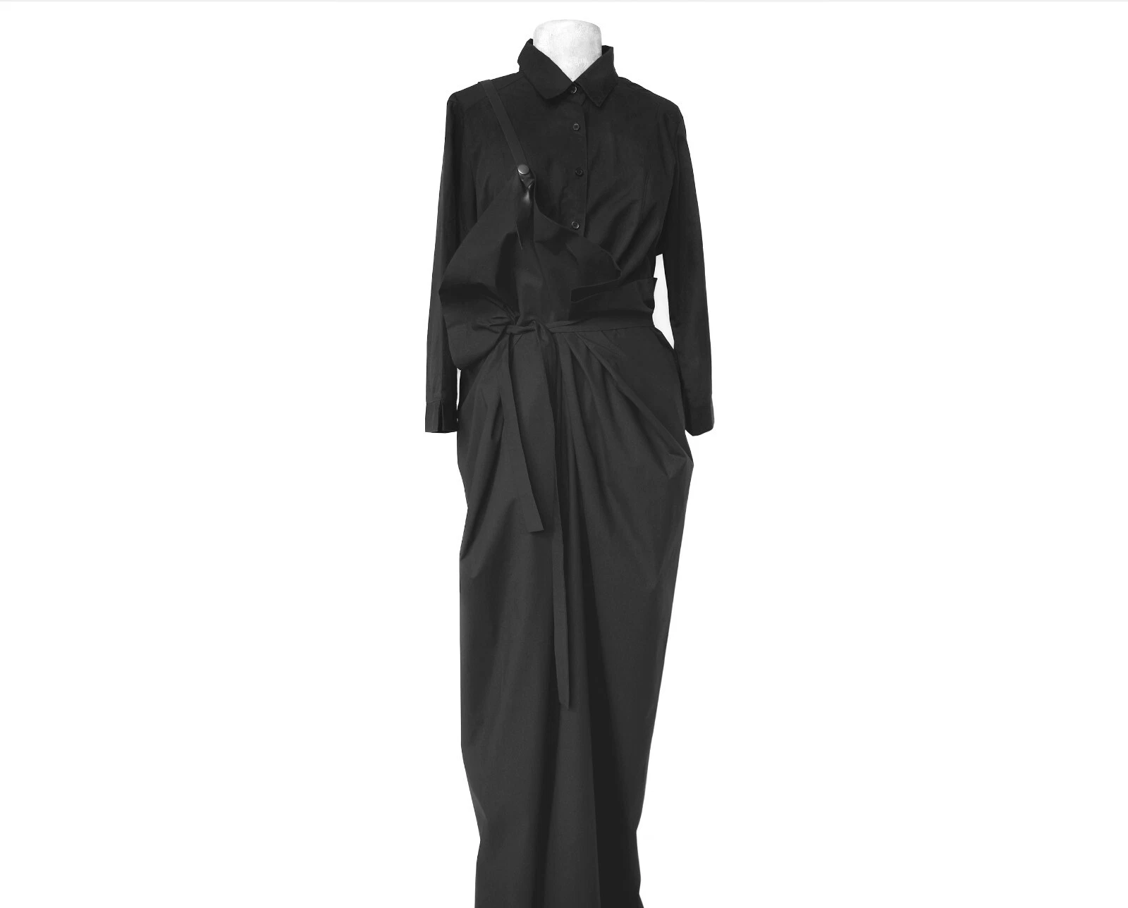 Extravagant Black Pinafore Overall Skirt Japanese Avant Garde Long Skirt