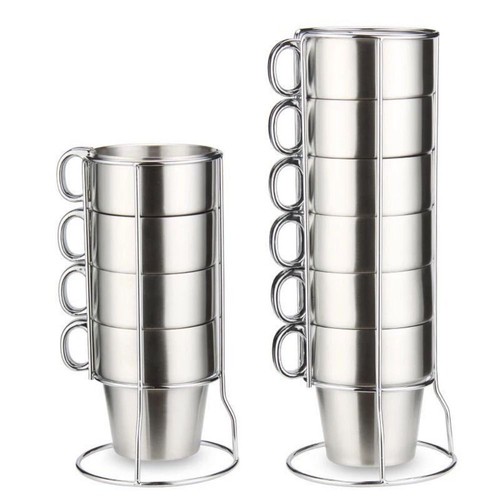 Stainless Steel Water Cup Double Layer Camping Mug Set Coffee Mugs Home