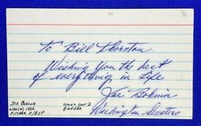 Joe Bokina 1936 Washington SENATORS Signed Autographed 3x5 Index Card (d.1991)