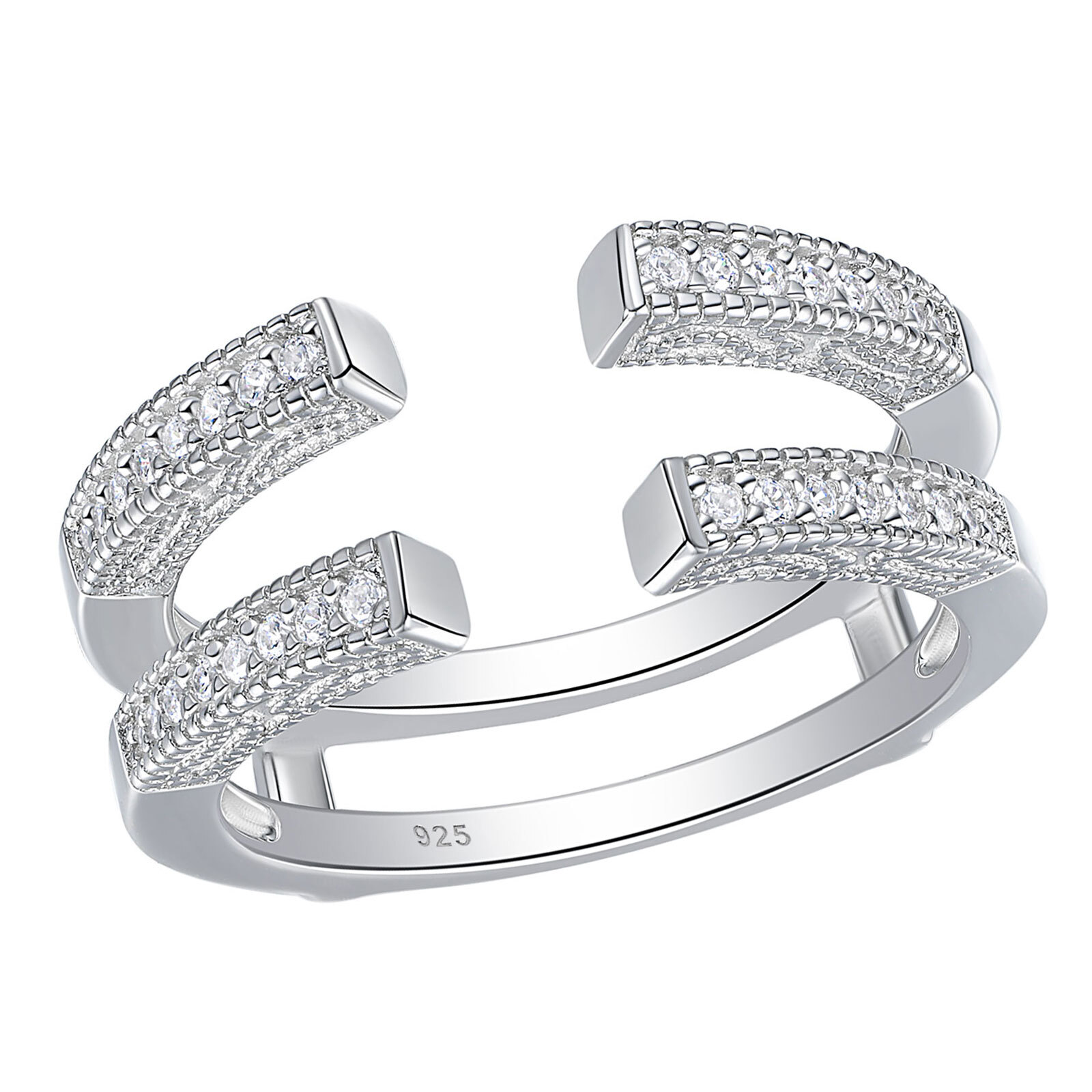 Open Ring Wrap Enhancers for Engagement Ring 925 Sterling Silver Wedding Bands-image