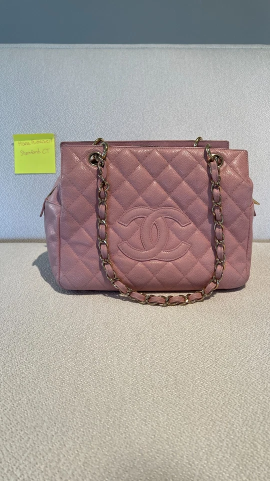 Bolsa tote Chanel rosa caviar pequena atemporal PTT 24k GHW 65400 - Imagem 3 de 4