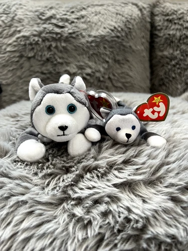 Vintage Ty Beanie Babies Nanook Husky &  Baby Nook Husky  w/tags