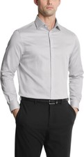 Michael Kors Men's Trim Stretch Button-Front Dress Shirt, Alloy, M (16.5, 44)