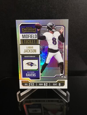 #'d/50 💥 LAMAR JACKSON SSP 2023 Panini Contenders Midfield Ticket Holofoil #9