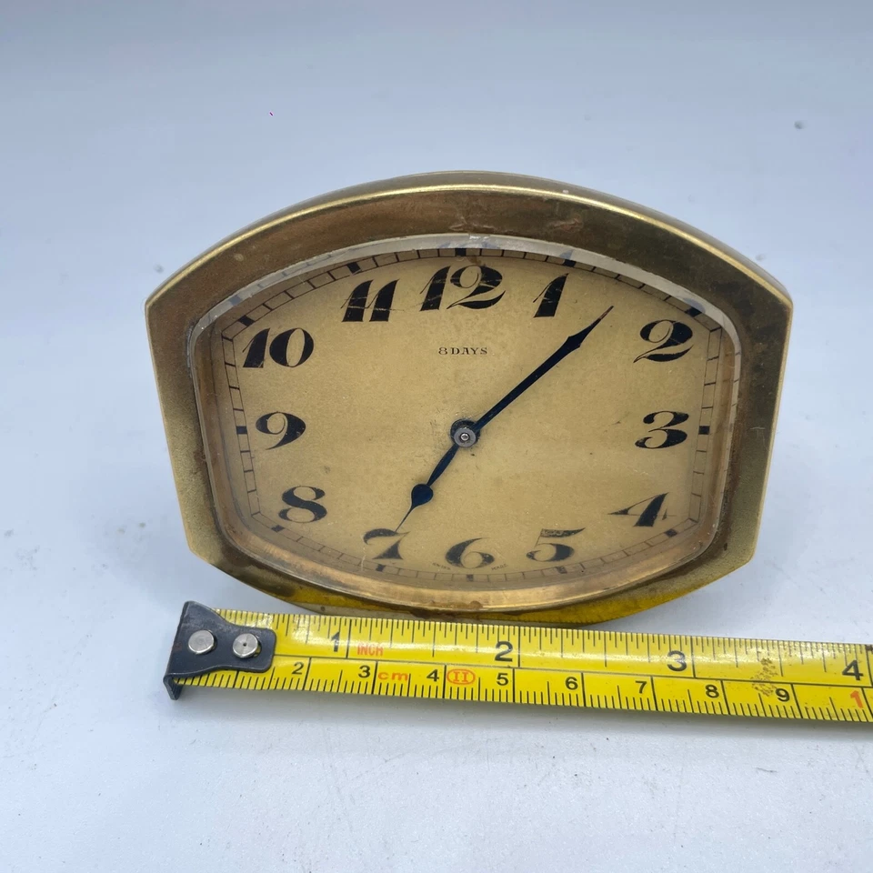 Reloj de escritorio de viaje de cabecera suizo latón metal dore antiguo raro no funciona reparación Foto 2 de 4