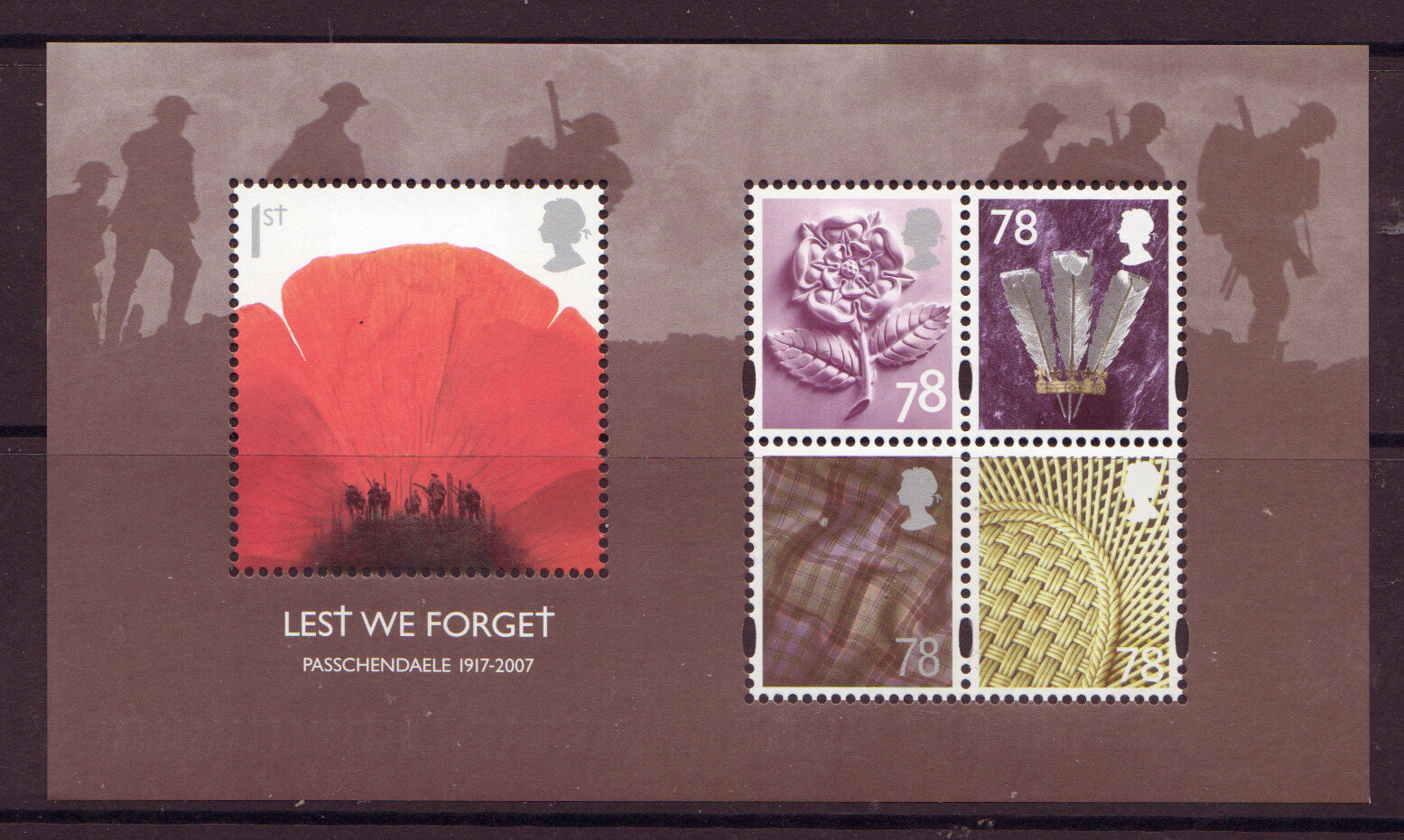 GREAT BRITAIN 2007 NEW ISSUE LEST WE FORGET M/SHEET UNMOUNTED MINT