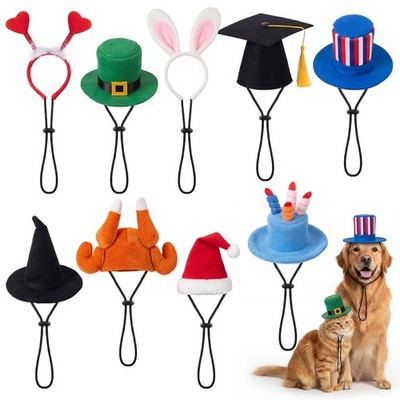 9 PCS Holiday Pet Costume Accessory Set Dog Cat Hat Headband Bunny Ear Witch