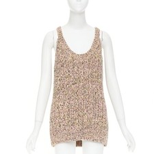 GUCCI 2024 pink marl chunky wool blend knit scoop neck tank tunic S
