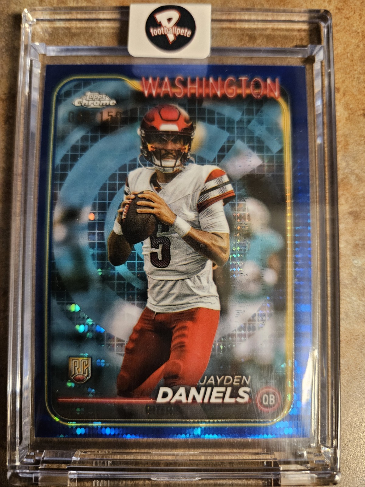 2024 Topps Chrome - Rookies Jayden Daniels #201 Blue Refractor 45/150 (RC)