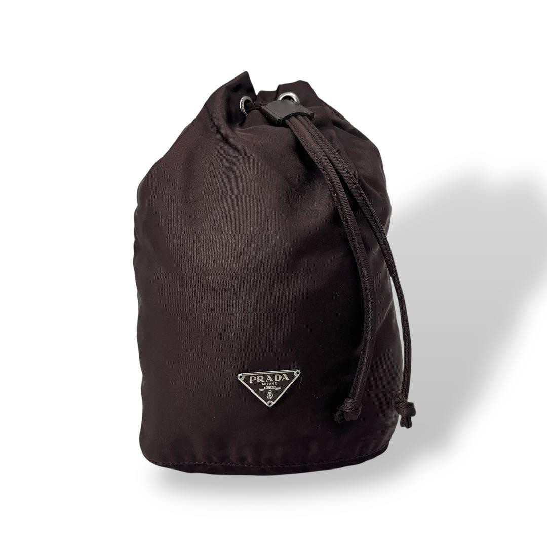 PRADA Triangular Logo Drawstring Mini Pouch Nylon… - image 1