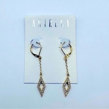 Ariella  golden open pave drop earrings NWT Dangle Pierced New Gorgeous Modern