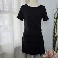 Sezane Pippa Short Dress Black Tie Waist Cotton Stretch Women's Size Small