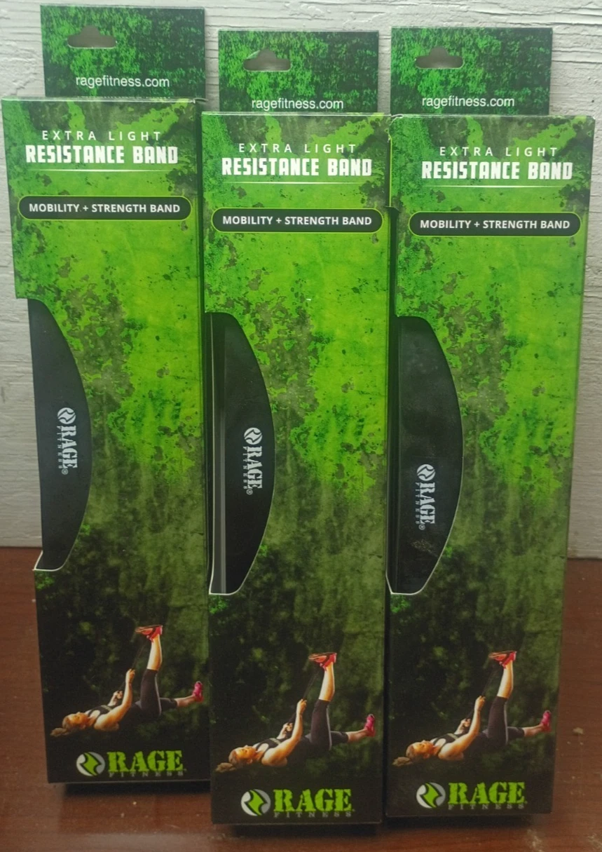 Lot of 3: Rage Fitness Resistance Mobility & Strength Band Extra Light Recovery