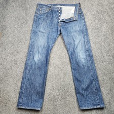 Levis 501 Jeans Mens 36x32 Blue Medium Wash Button Fly Straight Leg Denim