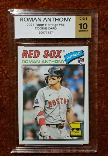 *ROMAN ANTHONY* 2026 Topps Heritage #86 *CGS 10* Boston Red Sox RC Rookie Card