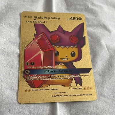 Pokémon TCG PikachuCosplay Holo Gold TAG COSPLAY Fan Art EN Basis 005 480 KP