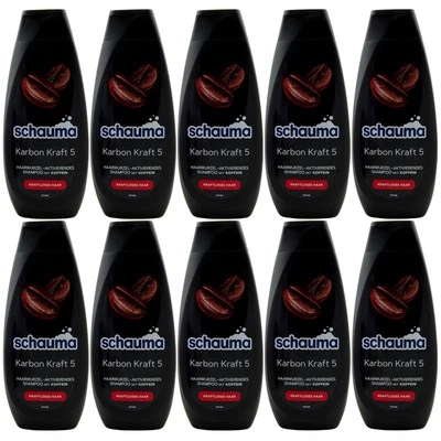 Schauma Shampoo Karbon Kraft 5 10 x 400ml gegen kraftloses Haar mit Koffein
