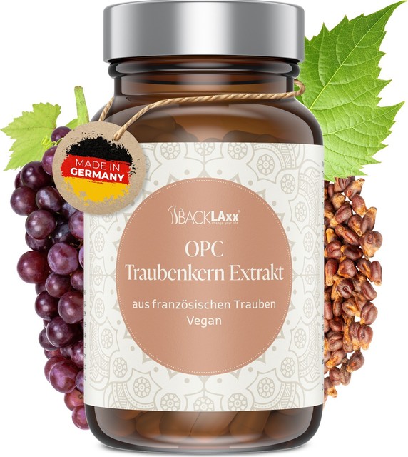 BACKLAXX OPC Traubenkern Extrakt 18:1 – Proanthocyanidin - 240 vegane Kapseln