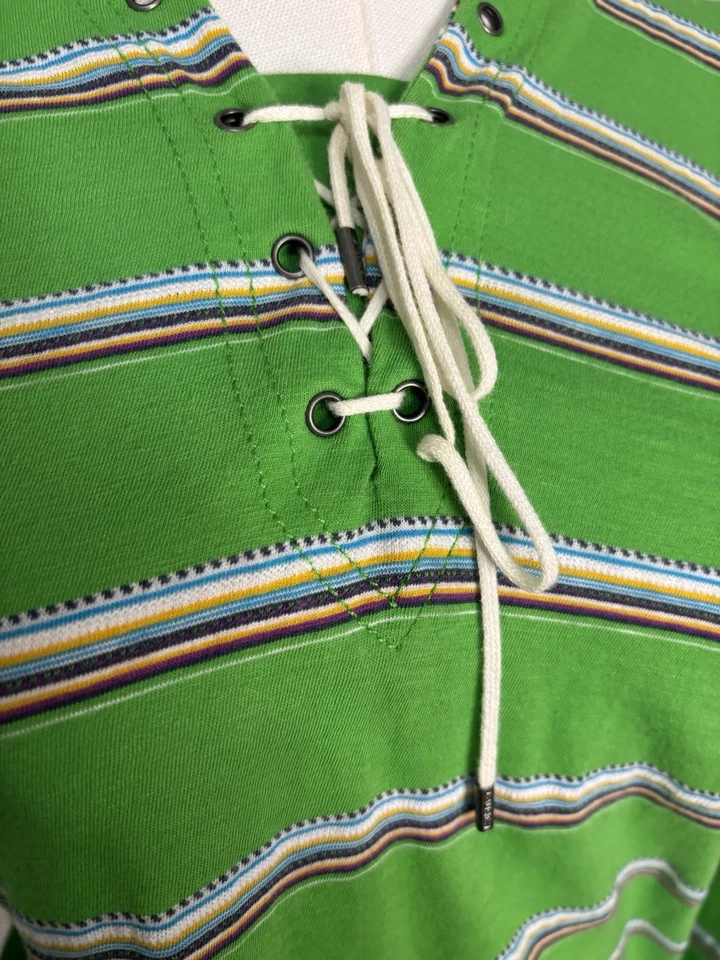 Ralph Lauren 绿色连帽衫,多色条纹和系带,正面,尺寸 L — 第 3/4 张图片