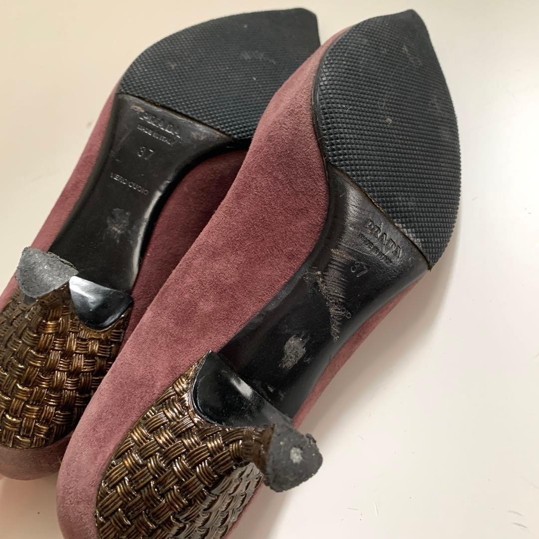 PRADA Women's Heel Pumps Size:37/JP:23 Suede Purple From Japan 135151K Authentic thumbnail 7