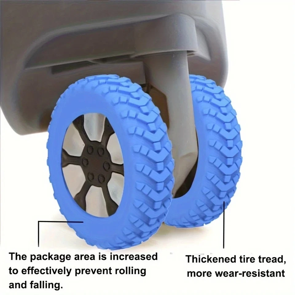 8Pcs Silicone Luggage Wheel Covers Suitcase Protector Wheels Protection Sleeve - image 2 of 4