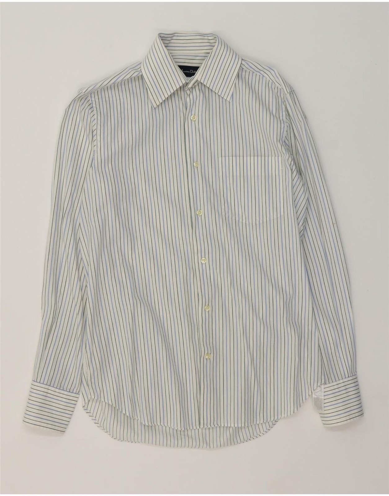 MASSIMO DUTTI Mens Shirt Size 39 15 1/2 Medium White Pinstripe Cotton AQ13