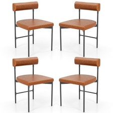 Dining Chair Set of 4 Faux Leather Upholstered Kitchen Side Chair with Curved