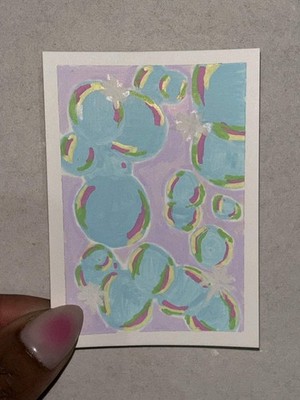 ACEO Original Art Pastel Bubbles (2.5x3.5 inches) Acrylic Markers + Gouache