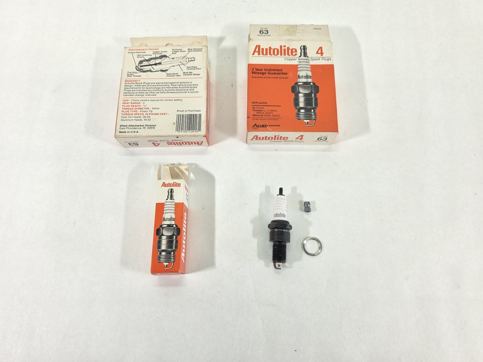 Autolite 63 Spark Plugs Lot of 8 Resistor Copper NOS Allied 4-Packs