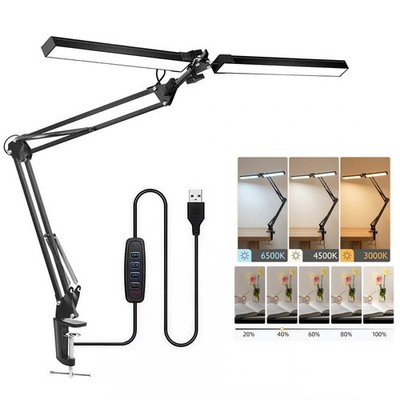 LED Desk Lamp Adjustable Swing Arm Lamp with Clamp Eye-Caring Reading Desk Light