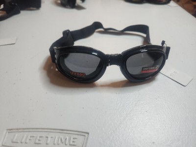 Global Vision Foldable Padded Low Pro Lfile Motorcycle Goggles  Gloss Black...