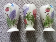Three E. Radford Pottery Floral bud Vase 5.5 inches Hand painted crocus shape