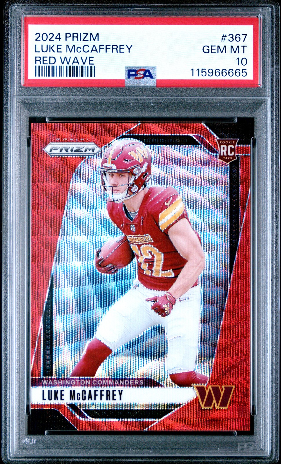 2024 PANINI PRIZM RED WAVE #367 LUKE MCCAFFREY 126/149 PSA 10