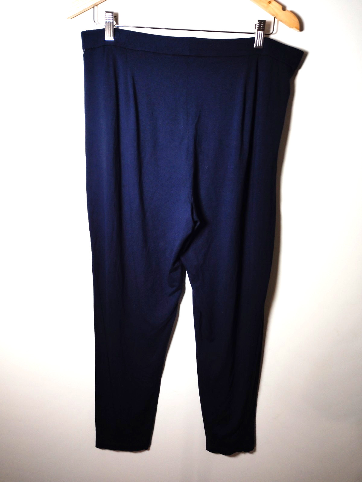 NWOT Eileen Fisher Pull On Viscose Spandex Stretch NAVY Pants Pockets Resort L image 5
