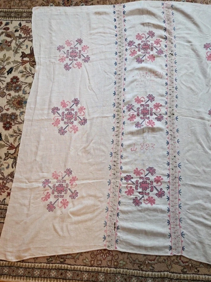 Antique Show Towel American Mid-Atlantic Embroidery Needlework 19th Century - Image 3 of 4