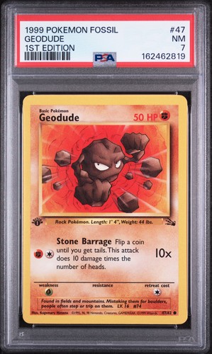 1999 POKEMON FOSSIL 1ST EDITION #47 GEODUDE PSA 7