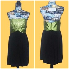 Gunne Sax Strapless Sequin Dress Bubble Hem Empire Waist Green and Black Sz 11