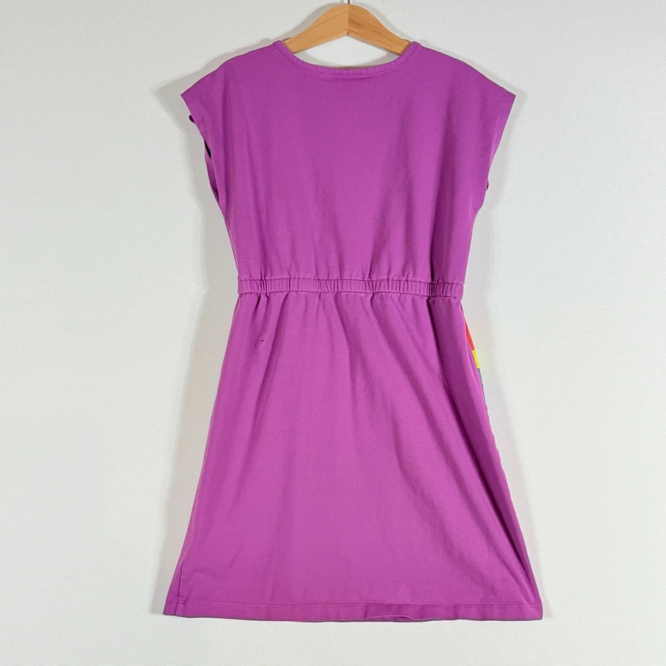 Hanna Andersson Girls Purple Rainbow Star Dress Sz 8 130 Cap Sleeve Whimsical - Image 3 of 4