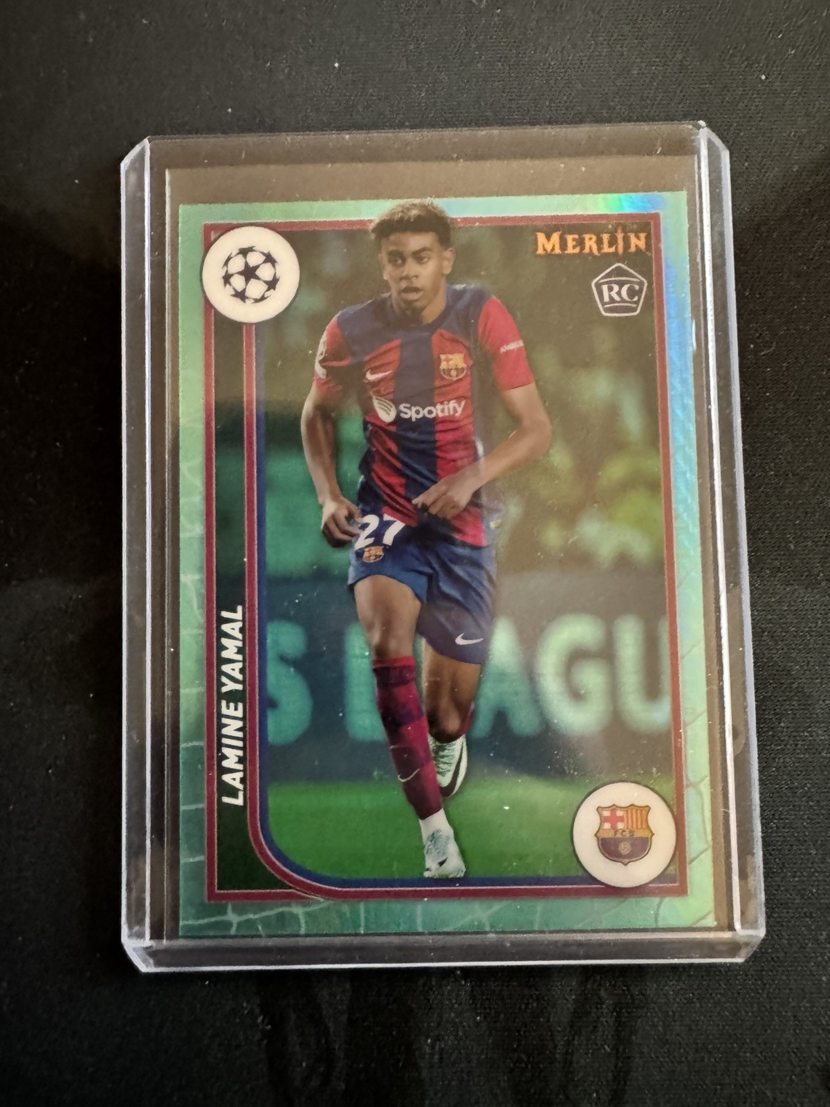 2023-24 Topps Merlin Chrome UEFA Lamine Yamal #27 Aqua Hyper Refractor Rookie RC