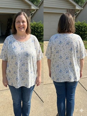 Vintage Basic Editions Floral Top Womens 3X Short Sleeve T-Shirt Grandmacore 90s