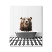 Bear in Bathroom Tub Canvas Wall Art by Lettered and Lined