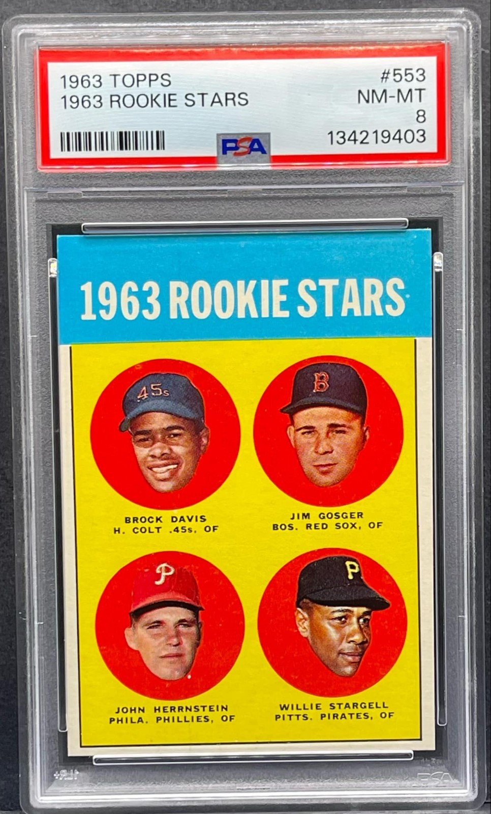 1963 Topps Baseball #553 Willie Stargell Rookie Stars Card RC HOF PSA 8 NM-MT